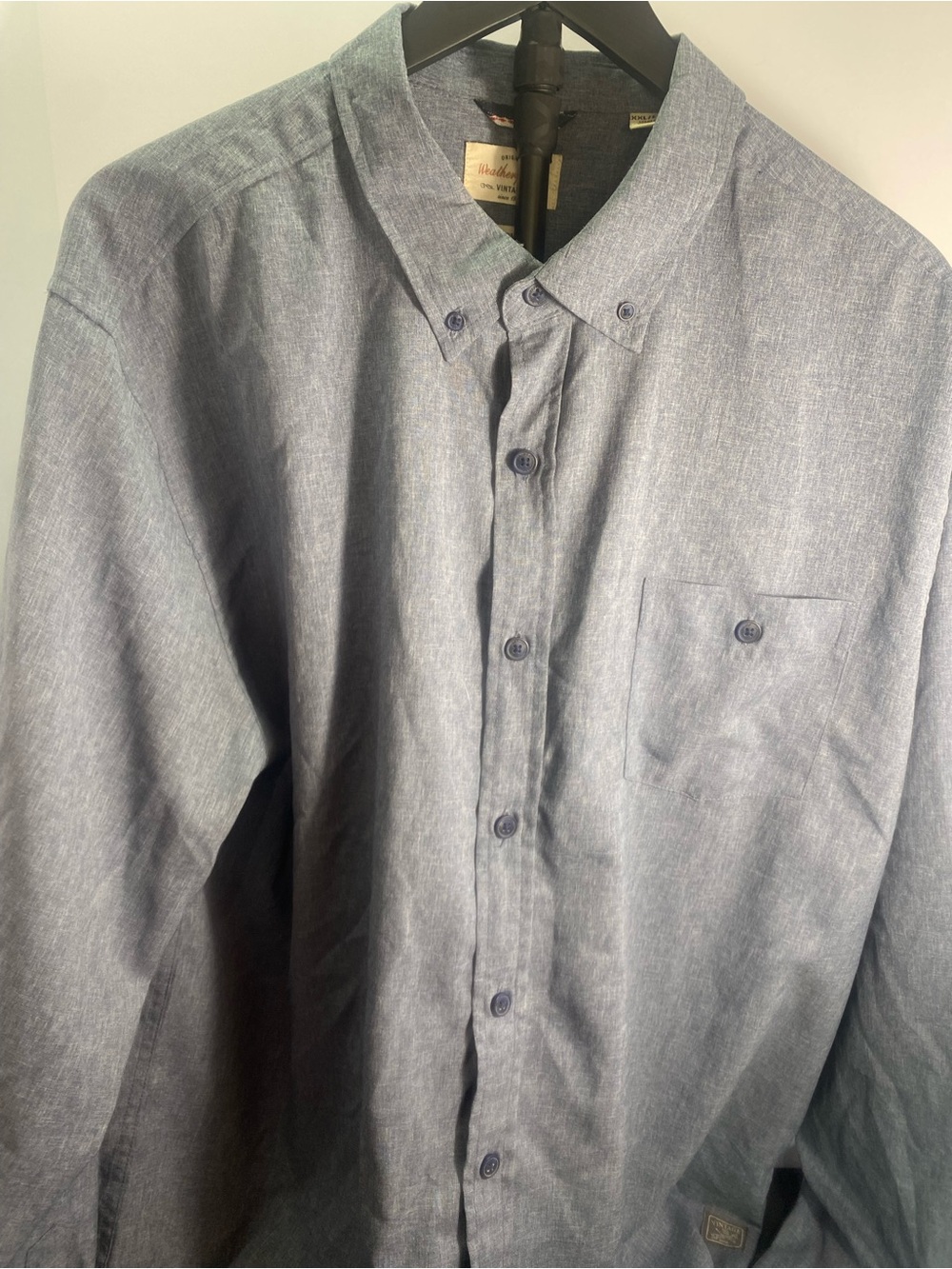 Weatherproof Men's Chambray Button-Down Shirt in Light Blue